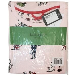 KATE SPADE New York Pajama Set Women XL Pink Holiday Long Sleeve NWT